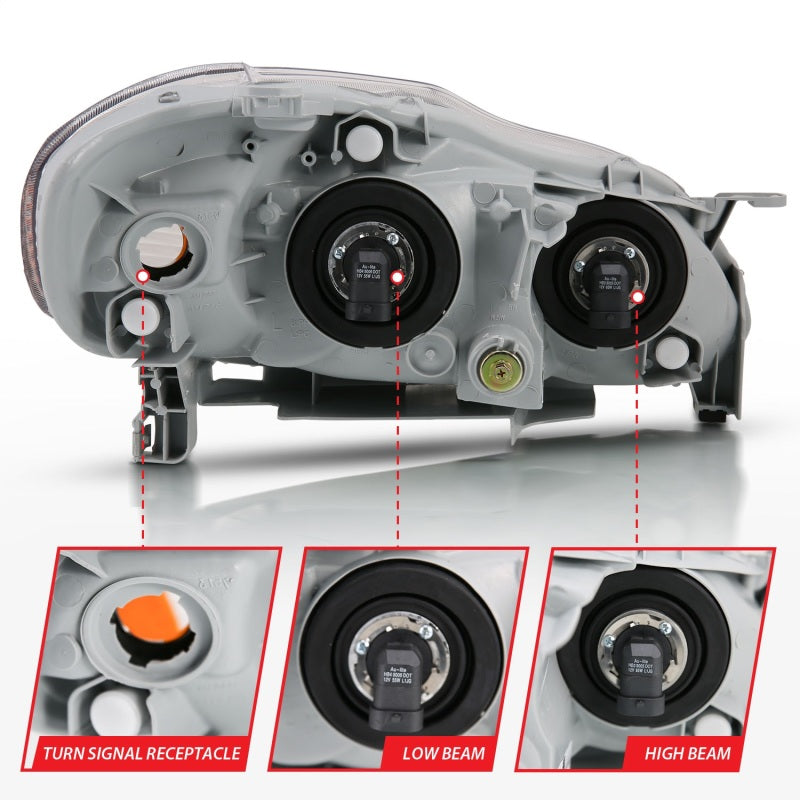 ANZO 2005-2008 Toyota Corolla Crystal Headlight Chrome Amber 121540