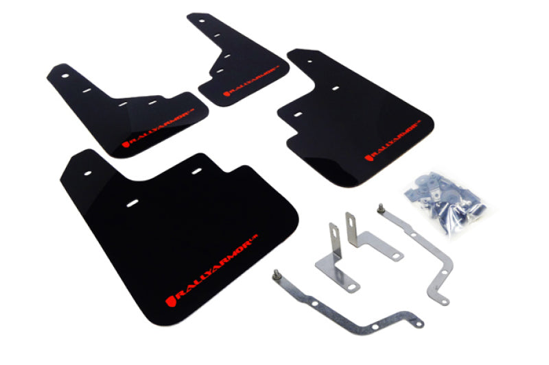 Rally Armor 2014+ Mazda3/Mazdaspeed3 UR Black Mud Flap w/ Red Logo MF31-UR-BLK/RD