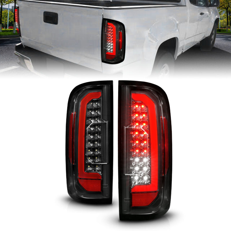 ANZO 15-21 GMC Canyon Full LED Taillights w/ Red Lightbar Black Housing/Clear Lens 311434