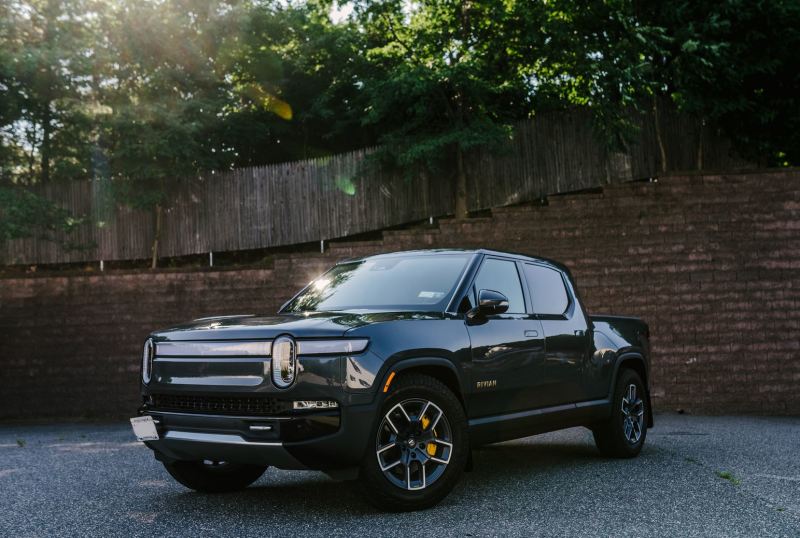 Rally Armor 2022 Rivian R1T Black UR Mud Flap w/ Nitrous Blue Logo MF18-UR-BLK/NB