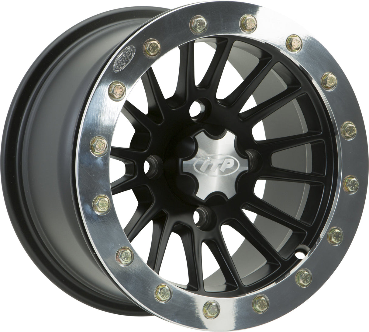 ITP Sd Sngl Bdlk 14x7 4/115 5+2 M.Blk - Polished Ring 1428657536B