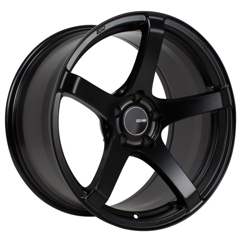 Enkei Kojin 18x9.5 35mm Offset 5x120 Bolt Pattern 72.6mm Bore Dia Matte Black Wheel 476-895-1235BK