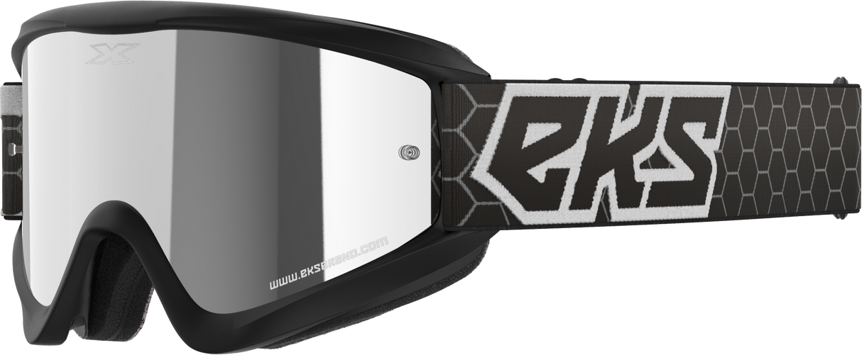 EKS BRAND Flat Out Mirror Goggle Black/White Silver Mirror 067-60500