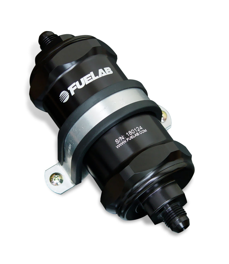Fuelab 818 In-Line Fuel Filter Standard -10AN In/Out 40 Micron Stainless - Black 81813-1