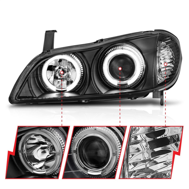 ANZO 2000-2004 Infiniti I30 Projector Headlights w/ Halo Black 121077