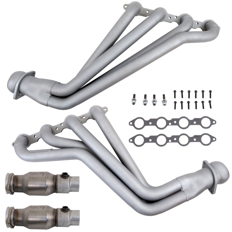 BBK 10-15 Camaro LS3 L99 Long Tube Exhaust Headers With Converters - 1-3/4 Chrome 4021