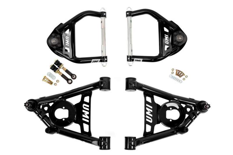 UMI Performance 64-72 GM A-Body Tubular Upper & Lower Front A-Arm Kit - Black 403133-B