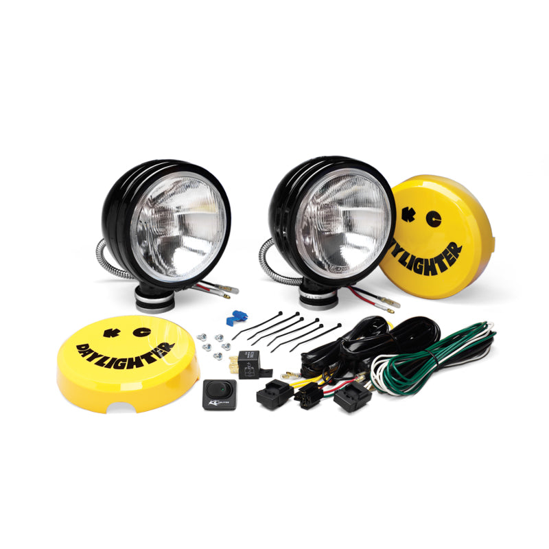 KC HiLiTES Daylighter 6in. Halogen Light 100w Spread Beam (Pair Pack System) - Black SS 234
