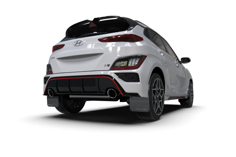Rally Armor 2022 Hyundai Kona N Black UR Mud Flap w/ White Logo MF83-UR-BLK-WH