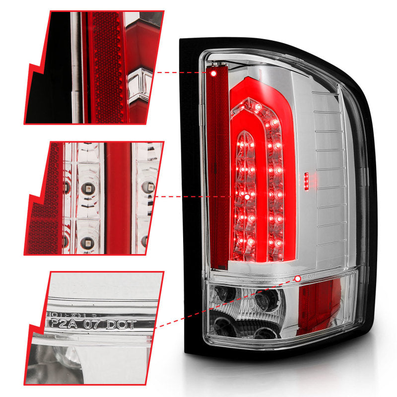 ANZO 2007-2013 Chevrolet Silverado 1500 LED Taillights Chrome 321341
