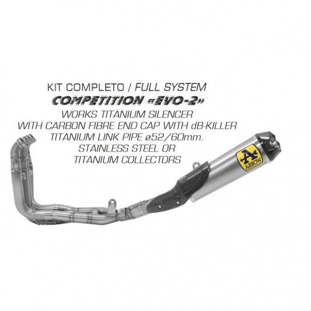 71211ckz Arrow Competition EVO-2 Full Titanium Exhaust - 2015-2025 Yamaha YZF-R1 R1S R1M