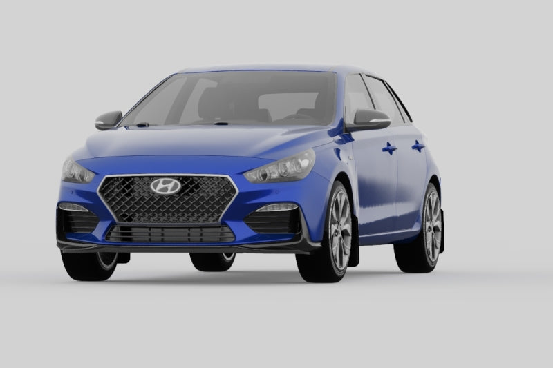 Rally Armor 2019+ Hyundai Elantra N Line UR Black Mud Flap w/ Performance Blue Logo MF59-UR-BLK/PBL