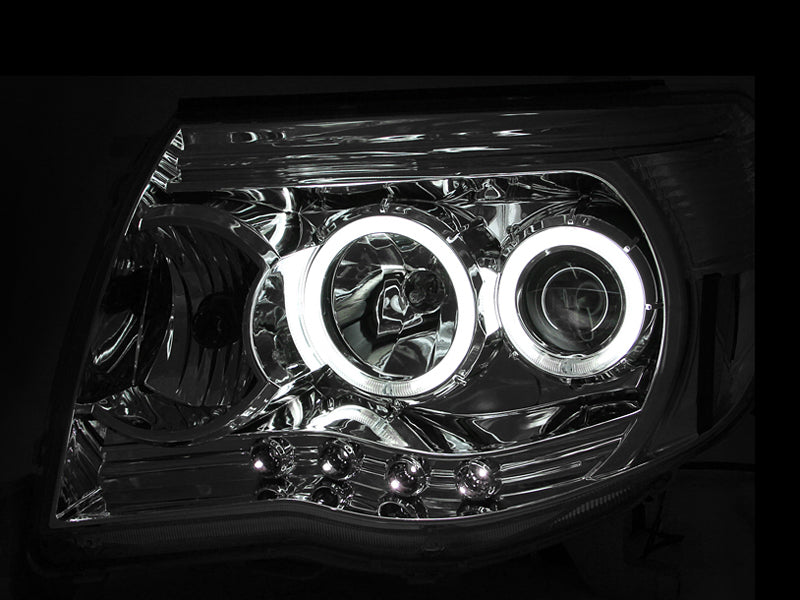 ANZO 2005-2011 Toyota Tacoma Projector Headlights w/ Halos Chrome 121281