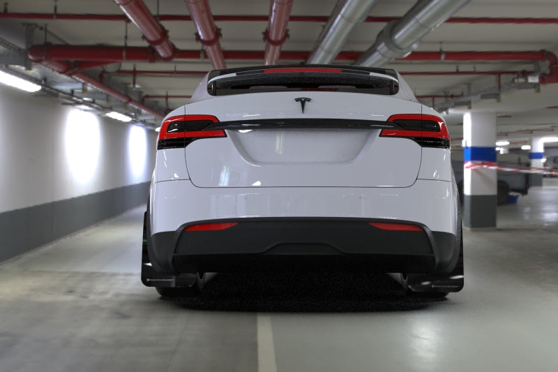 Rally Armor 2022 Tesla Model X Black UR Mud Flap w/ White Logo MF102-UR-BLK/WH