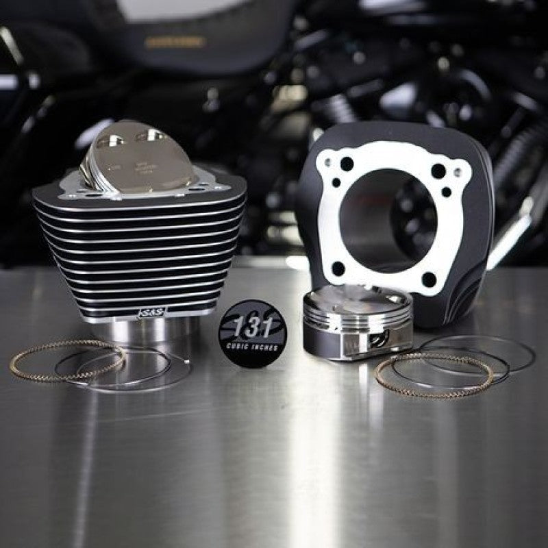 S&S Cycle 2017+ M8 Models 4.250in Bore 4-5/8in Stroke Cylinder Kit - Black Granite w/ Highlight 910-0764