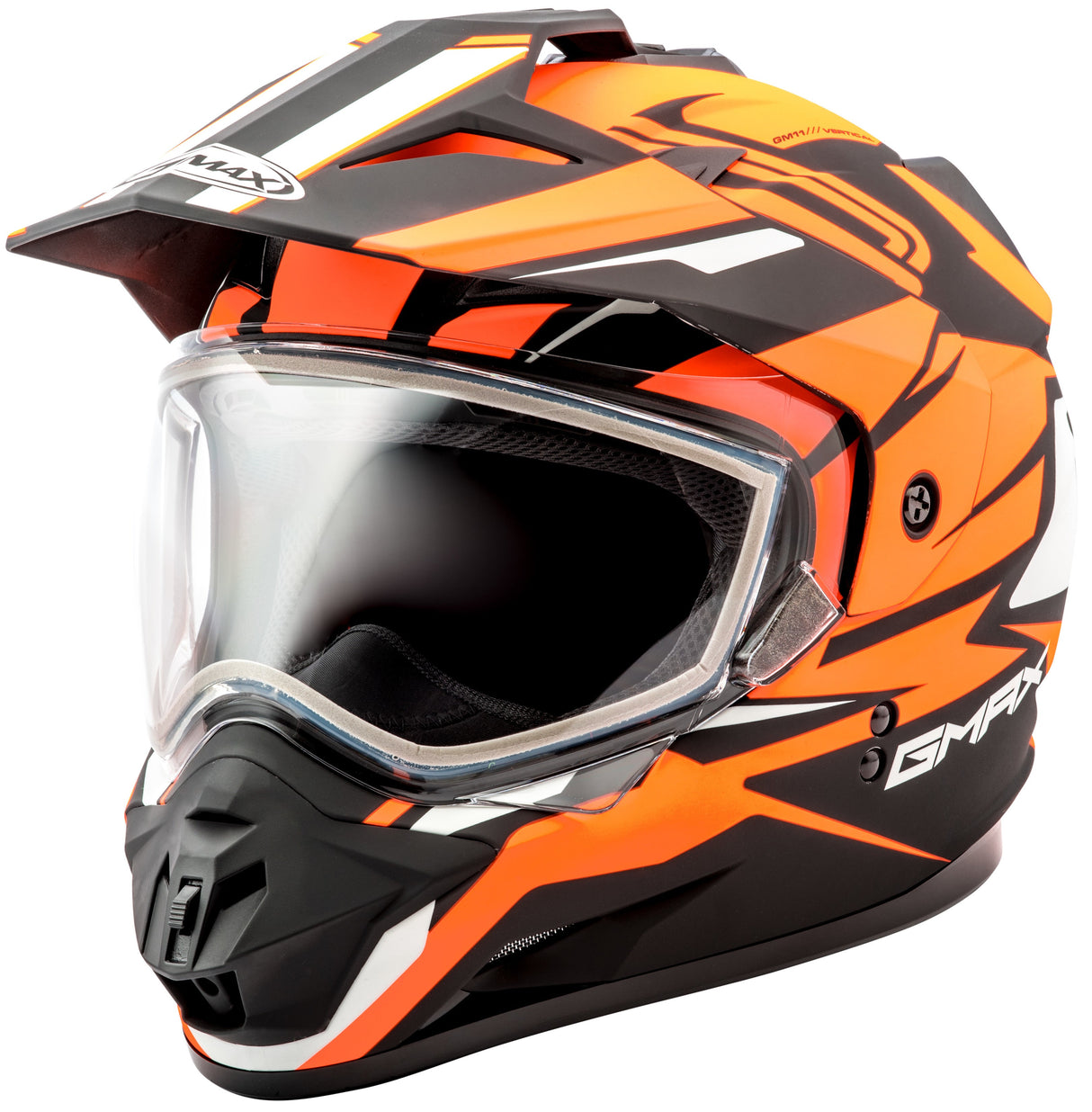 GMAX Gm-11 Dual-Sport Vertical Snow Matte Black/Neon Orange 2x G2111698 F.TC-26