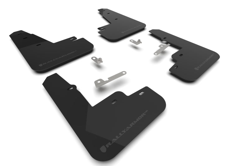 Rally Armor 21-23 Ford Mustang Mach-E Black UR Mud Flap w/ Dark Grey Logo MF96-UR-BLK-DGRY