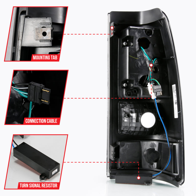 ANZO 2003-2006 Chevy Silverado 1500 LED Taillights Plank Style Black w/Smoke Lens 311334