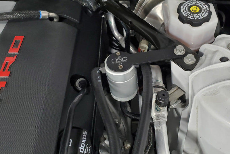 J&L 16-24 Chevrolet Camaro LT1 6.2L Drivers Side Oil Separator 3.0 - Clear Anodized 3081D-C