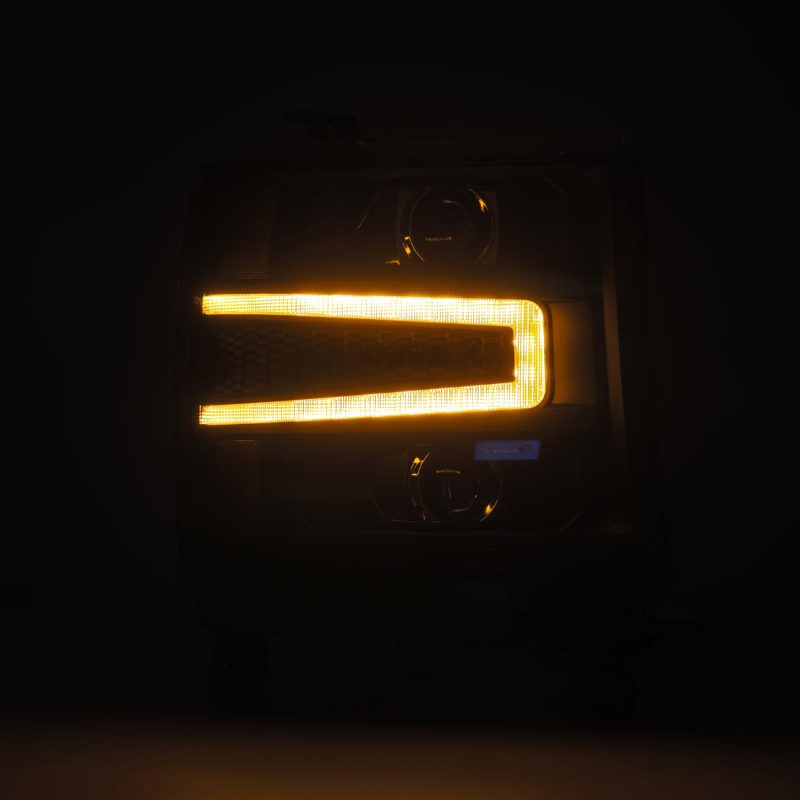 AlphaRex 16-18 Chevy 1500HD LUXX LED Proj Headlights Alpha-BK w/Seq Atv Lgt / SeqSig (Req PN 810023) 880233