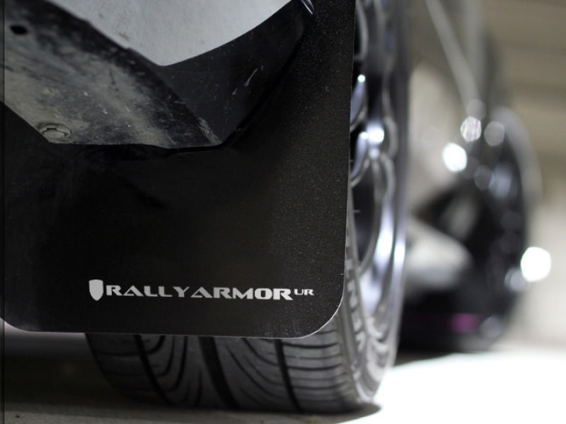 Rally Armor 12+ Subaru Impreza 5dr Hatch/4dr Sedan UR Black Mud Flap w/ White Logo MF22-UR-BLK/WH
