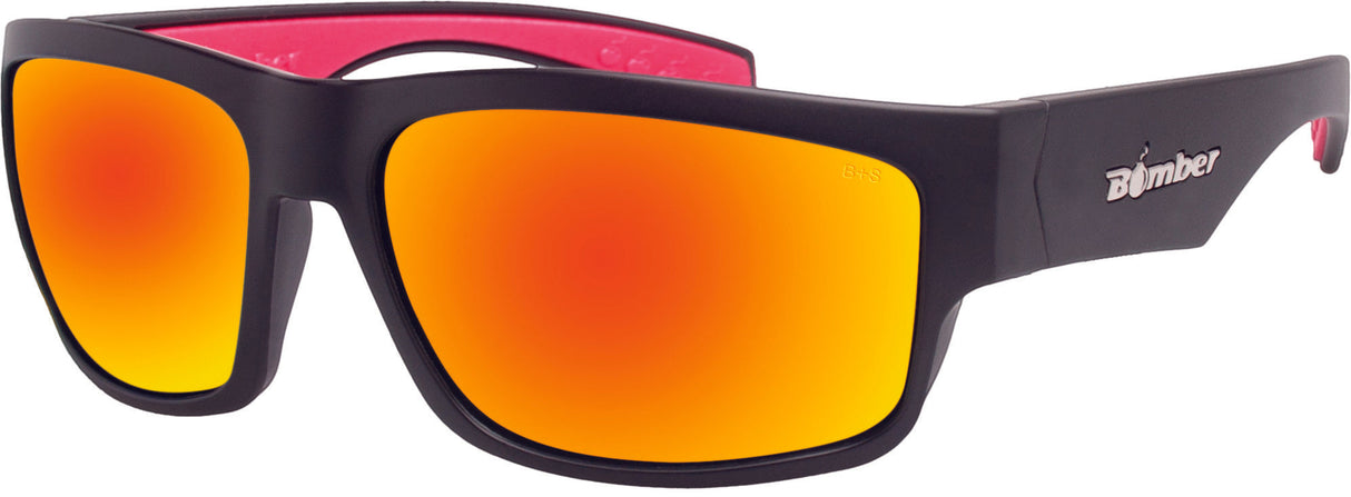 BOMBER Tiger Bomb Eyewear Matte Black W/Red Mirror Lens TR103-RM