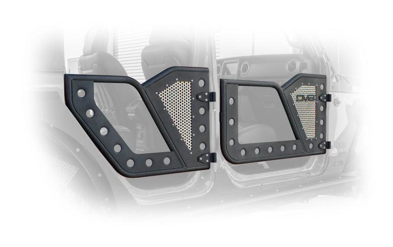 DV8 Offroad Jeep 18+ Wrangler JL / 20+ Gladiator JT Front Rock Doors w/ Perforated Aluminum Mesh RDJL-01F