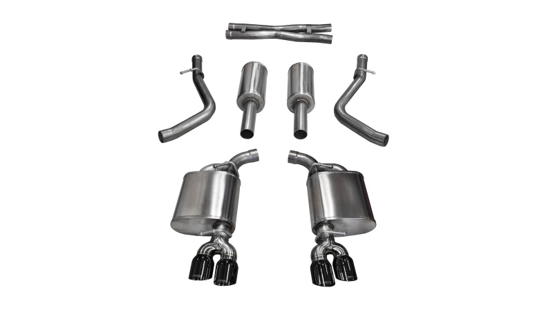 Corsa 15-17 Dodge Challenger Sport Cat-Back Dual Rear Exit with Twin 3.5in Black Pro-Series Tips 14986BLK