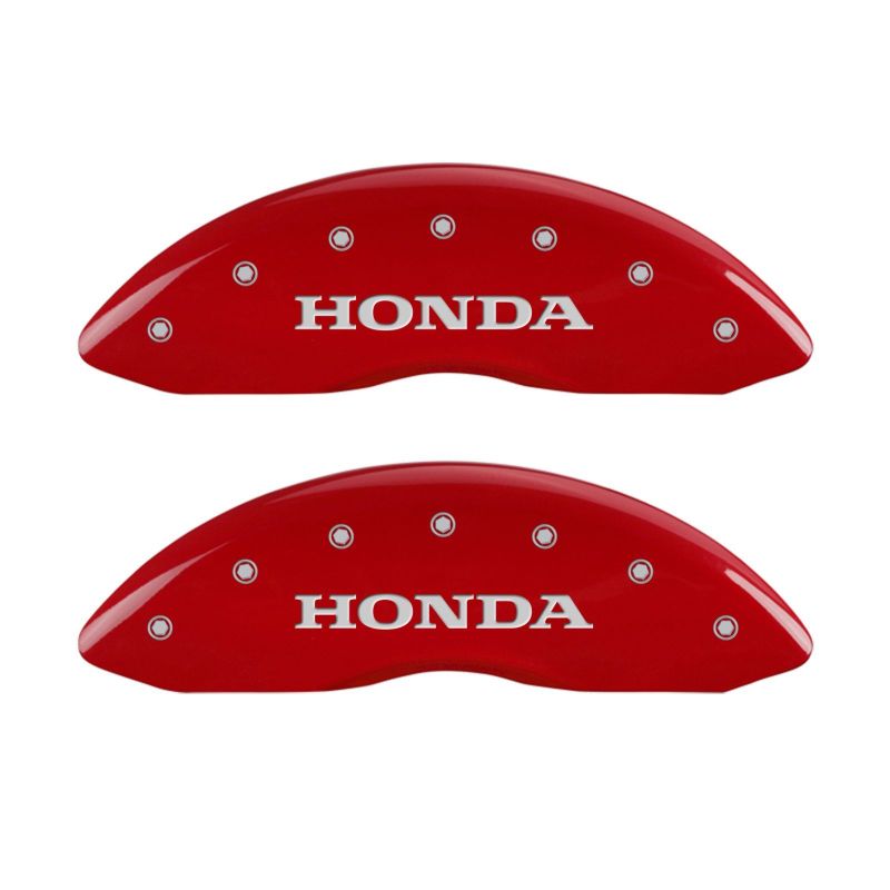 MGP 4 Caliper Covers Engraved Front Honda Engraved Rear H Logo Red finish silver ch 20219SHOHRD