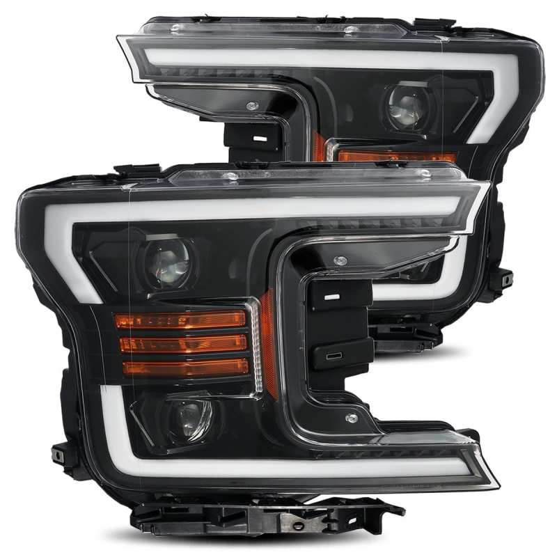 AlphaRex 18-19 Ford F-150 PRO-Series Proj Headlights Plank Style Gloss Blk w/Activ Light/Seq Signal 880188