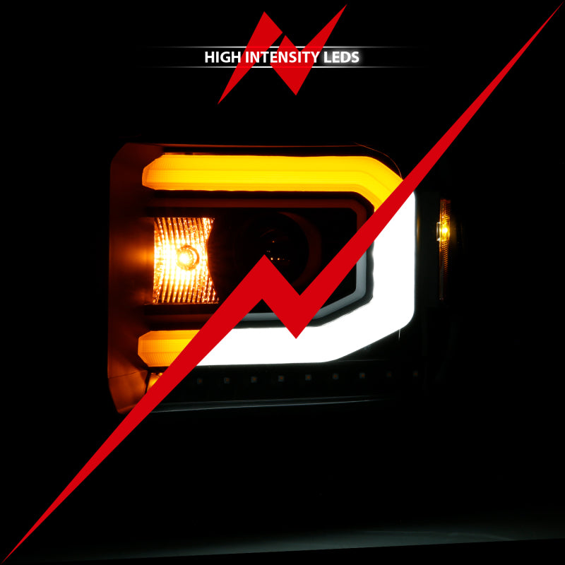 ANZO GMC SIERRA 1500 14-15 2500H/15-19 Projector Headlight Plank Style Black w/ Switchback (Halogen) 111487