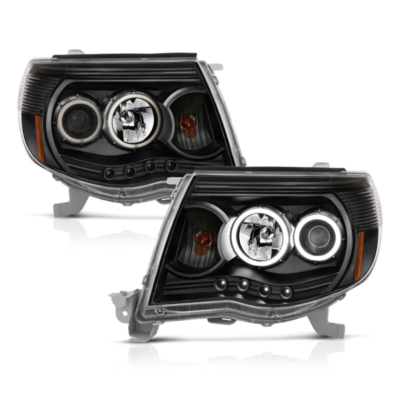 ANZO 2005-2011 Toyota Tacoma Projector Headlights w/ Halo Black 121282