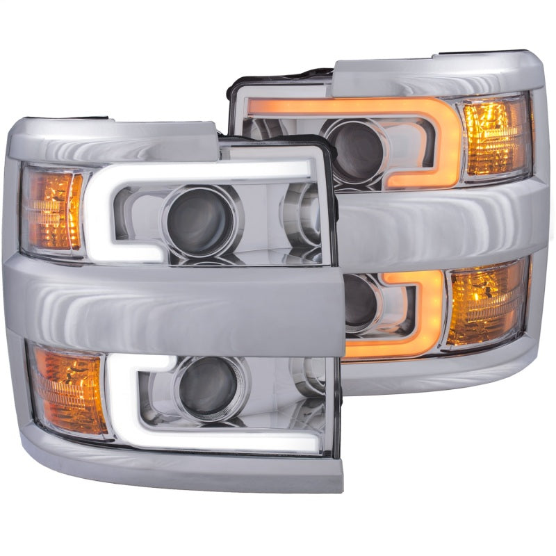 ANZO Projector Headlights 15-17 Chevrolet Silverado 2500HD / 3500HD Chrome w/ Chrome Rim 111366
