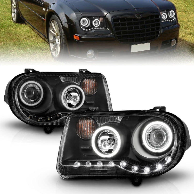 ANZO 2005-2010 Chrysler 300C Projector Headlights w/ Halo Black (CCFL) G2 121251