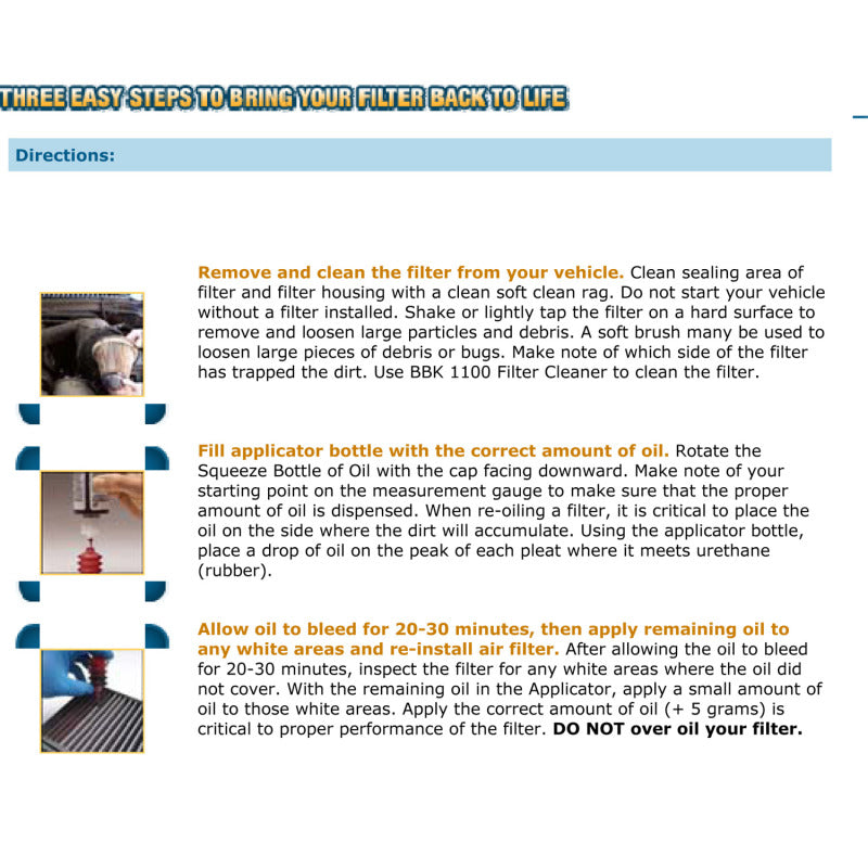 BBK BBK Cold Air Filter Restore Cleaner And Re-Oil Kit 1100