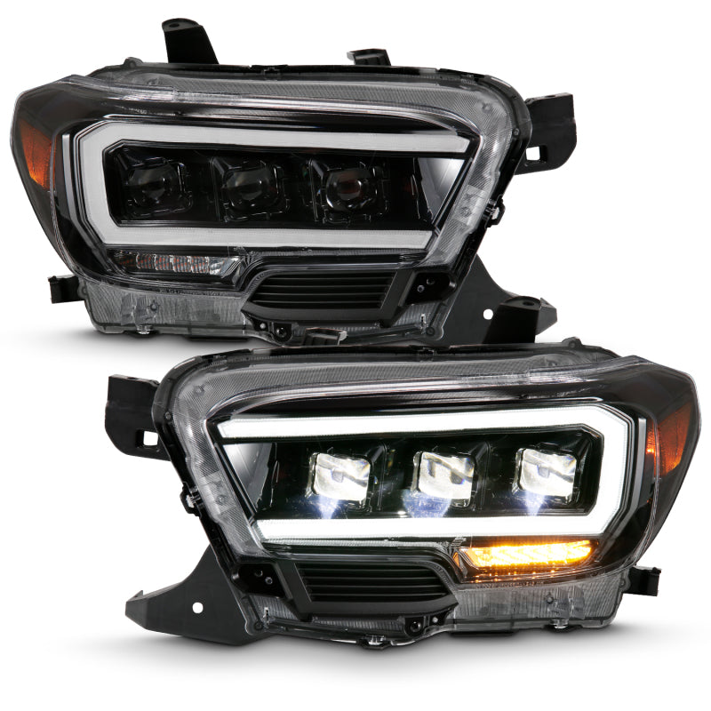 ANZO 2016-2018 Toyota Tacoma LED Projector Headlights Plank Style Black w/ Amber 111496