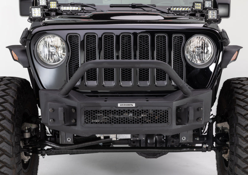 Go Rhino 07-20 Jeep Wrangler JL/JLU/JK/JKU/Gladiator JT Rockline Front Stubby Bumper w/ Overrider 331101T