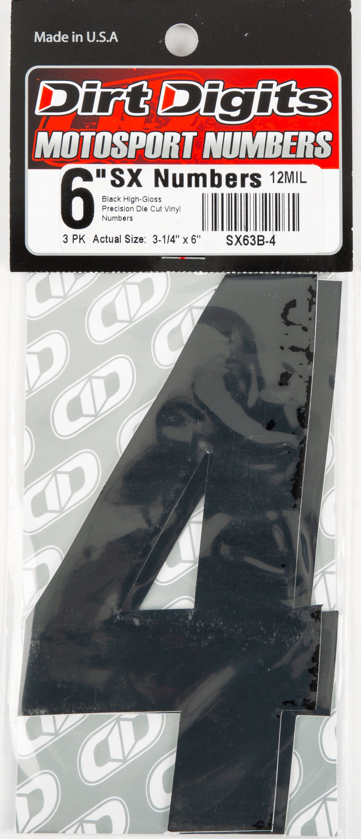 DIRT DIGITS #4 6" Black Super X Digits 3/Pk SX63B-4