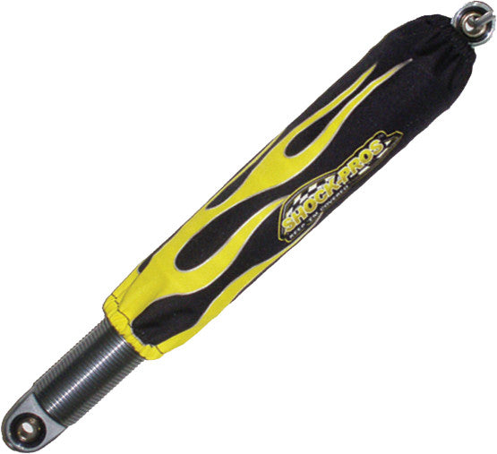 SHOCKPROS Shock Covers Black W/Yellow Flames A201YLFL
