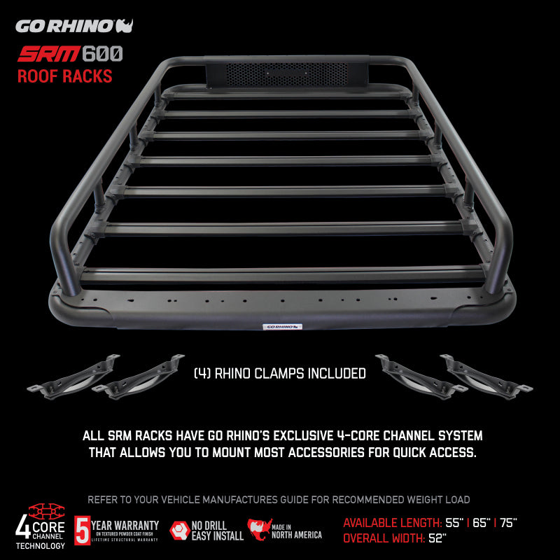 Go Rhino Universal 65in SRM 600 Basket Style Rack - Textured black 5936065T