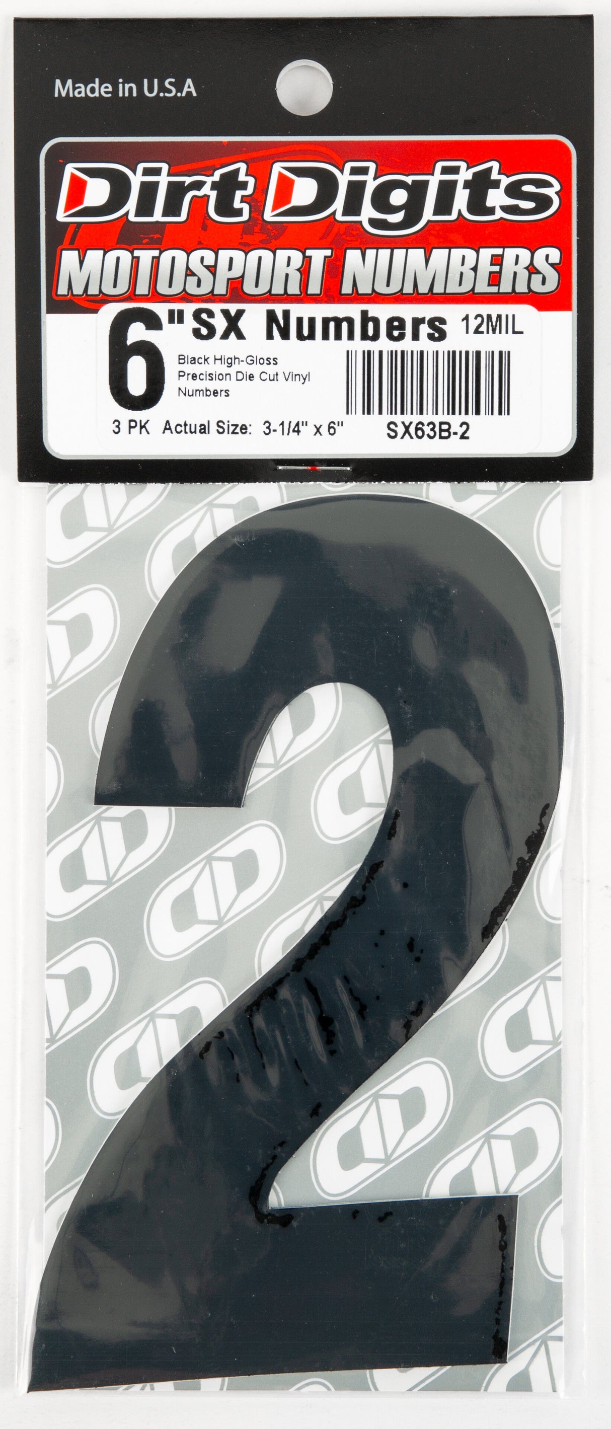 DIRT DIGITS #2 6" Black Super X Digits 3/Pk SX63B-2