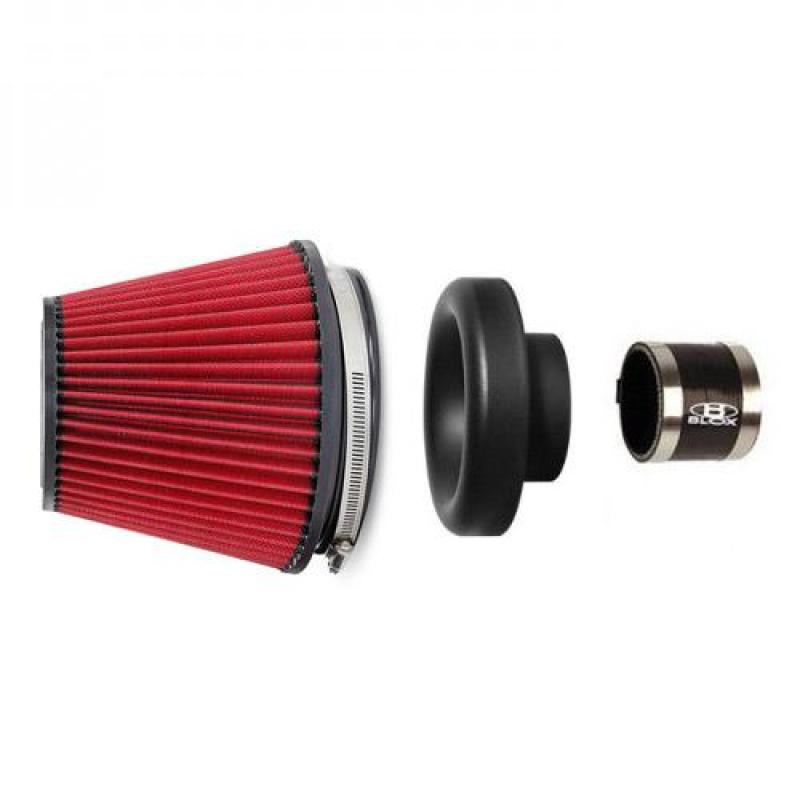 BLOX Racing Performance Filter Kit w/ 3.5inch Velocity Stack Red Filter and 3.5inch Silicone Hose BXIM-00311-RD