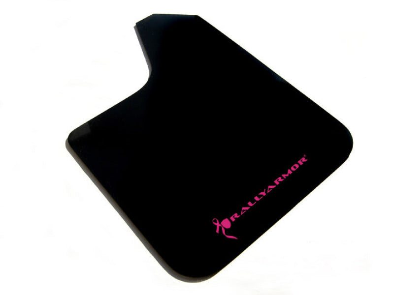Rally Armor Universal fitment (no hardware) Basic Black Mud Flap w/ Pink Logo MF12-BAS-BCPK