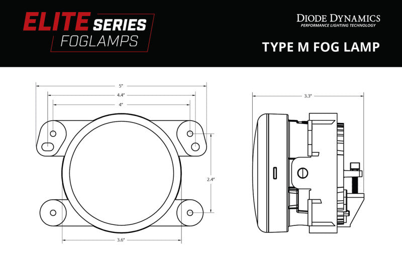 Diode Dynamics Elite Series Type M Fog Lamps - Yellow (Pair) DD5131P