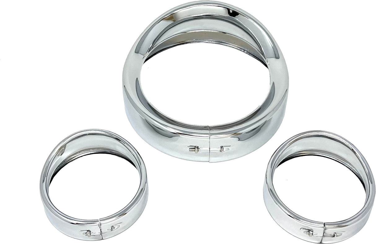 LETRIC LIGHTING CO7" Show Chrome Head/Pass Lights Frenched Visor KitLLC-7HPB-CK