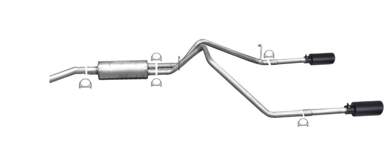 Gibson 11-18 Ram 1500 Big Horn 5.7L 2.25in Cat-Back Dual Split Exhaust - Black Elite 66565B