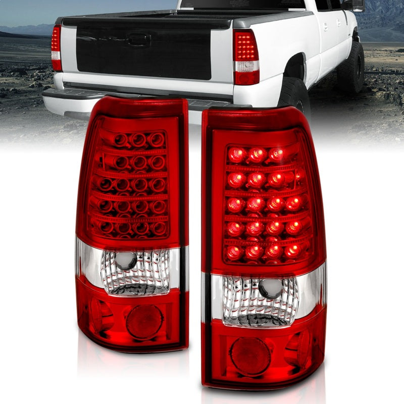 ANZO 1999-2007 Chevrolet Silverado 1500 LED Taillights Red/Clear 311010