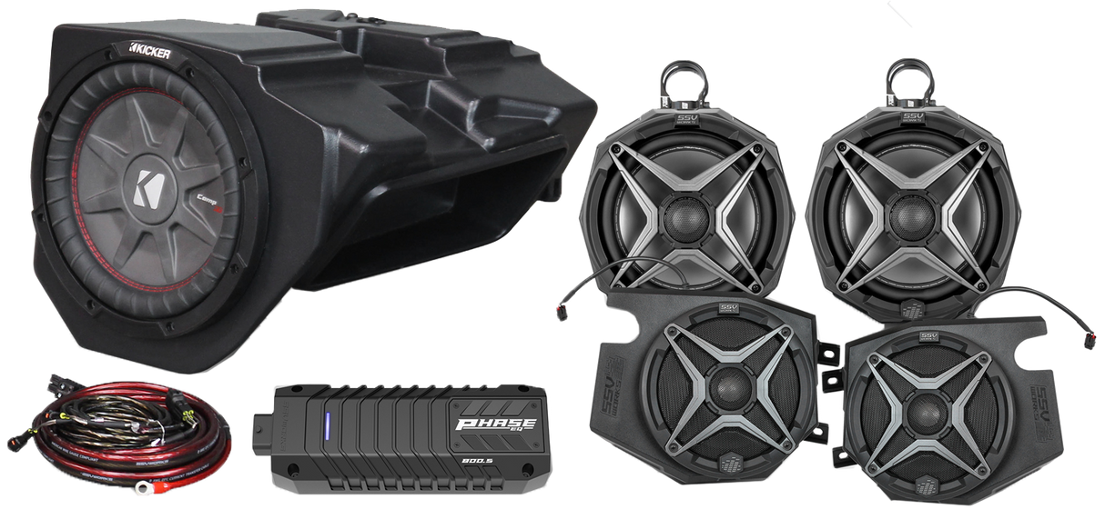 SSV WORKS 5 Speaker Plug And Play Kit W/ 8" Cage Pods Ride Command 220-RZ34-Q5XARC