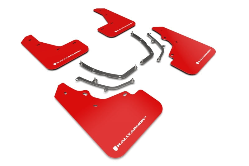 Rally Armor 19-22 Mazda3 GT Sport Hatch Red UR Mud Flap w/ White Logo MF61-UR-RD/WH