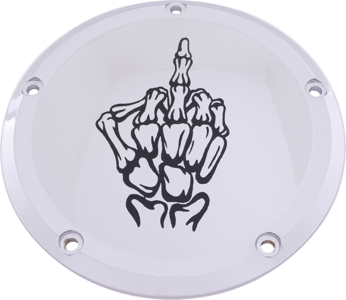CUSTOM ENGRAVING 6 M8 Softail Derby Cover Bone Finger Chrome SKUL24-67